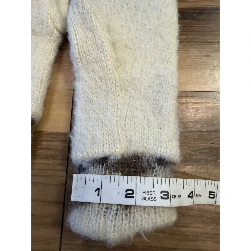 Vintage ICEWOOL Norway Wool Blend Mittens Cream Brown Nordic Fair Isle